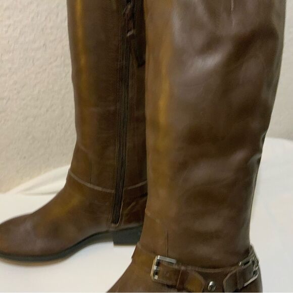 LRL Ralph Lauren Women's Marion Boot Size 5.5 Tall Riding Brown Leather Low Heel - Picture 14 of 15